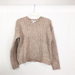 Magaschoni Cableknit Soft Fuzzy Oversized Sweater, Size Small, Dusty Pink